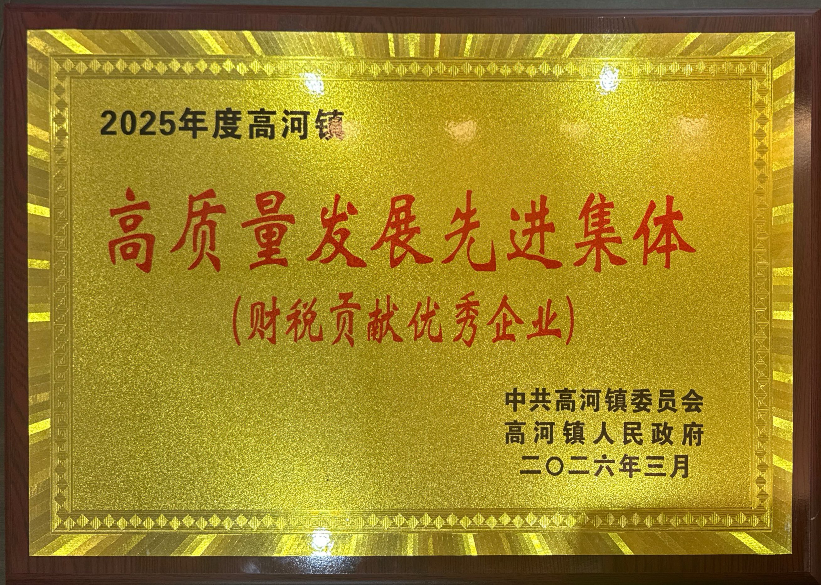 喜报！安徽全丰获2025年度高河镇高质量发展先进